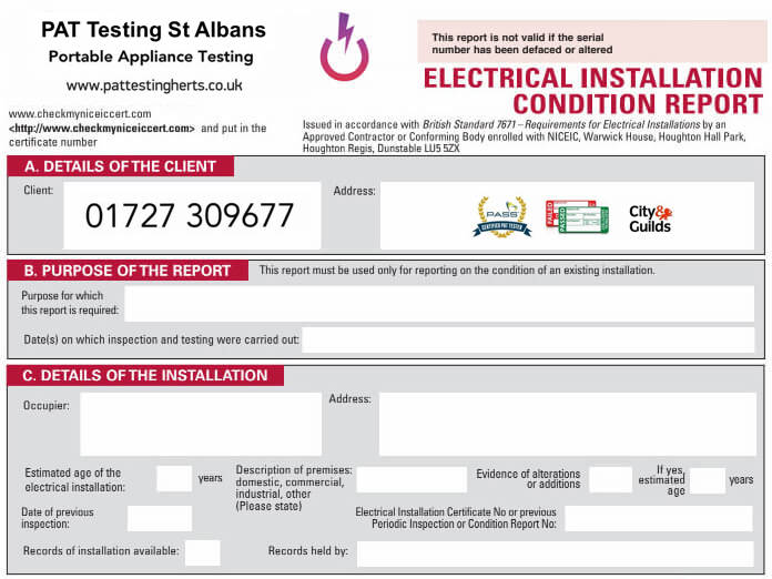 Electrical Installation Condition Report in St Albans, Hertfordshire